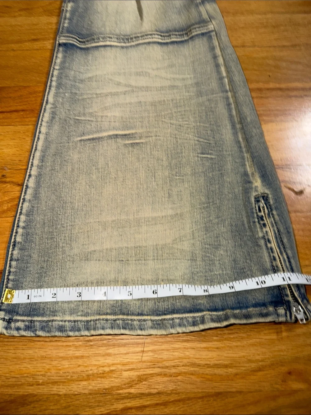 Fashion Nova Block List Distressed High Rise Bootcut Stacked Jeans Vintage Wash - Picture 10 of 11